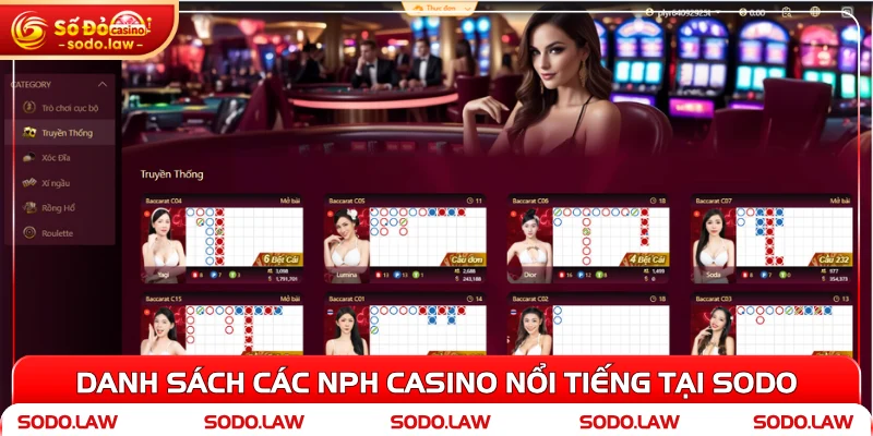 Danh sách các NPH casino nổi tiếng tại SODO