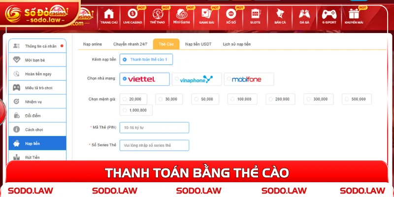 Thanh toán bằng thẻ cào